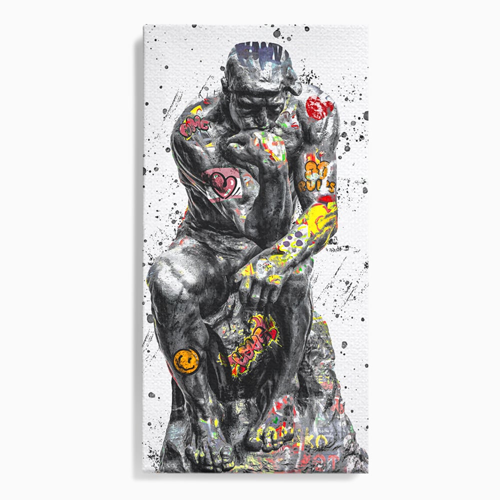 Tablou canvas cu tablou canvas cu statuia ganditorul, fara rama, pe sasiu de lemn